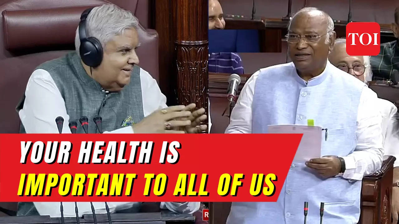 When Rajya Sabha Chairman Jagdeep Dhankar appealed to Mallikarjun Kharge to take care of his health | TOI Original